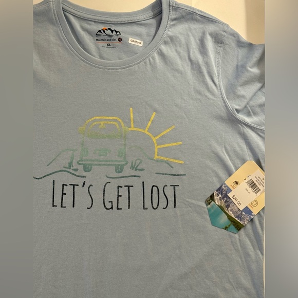 MOUNTAIN AND ISLES SHORT SLEEVE LIGHT BLUE GRAPHIC TSHIRT NWT - Picture 13 of 13
